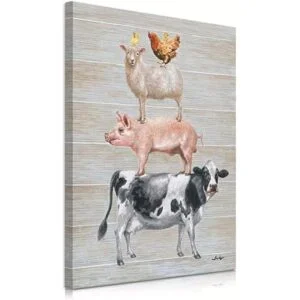 Lienzo para decoración de pared de granja animales de_2