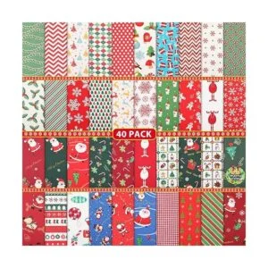 40 piezas de tela de Navidad para acolchar cuadrados_1