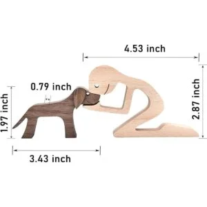 Figurines Escultura de madera para hombres y perros_3