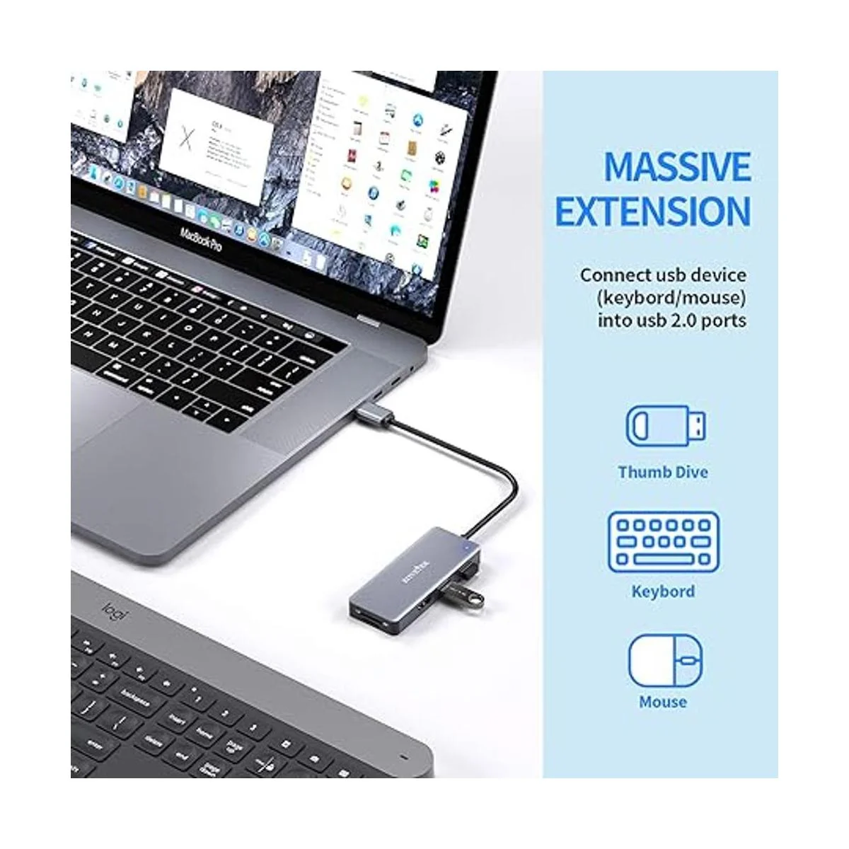 Adaptador USB a HDMI concentrador USB 5 en 1 3.0 con HDMI_5