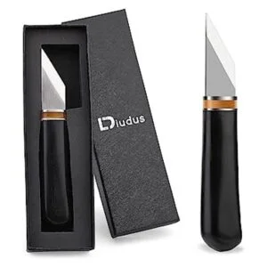 DIUDUS Cuchillo de corte de cuero con mango de madera_1