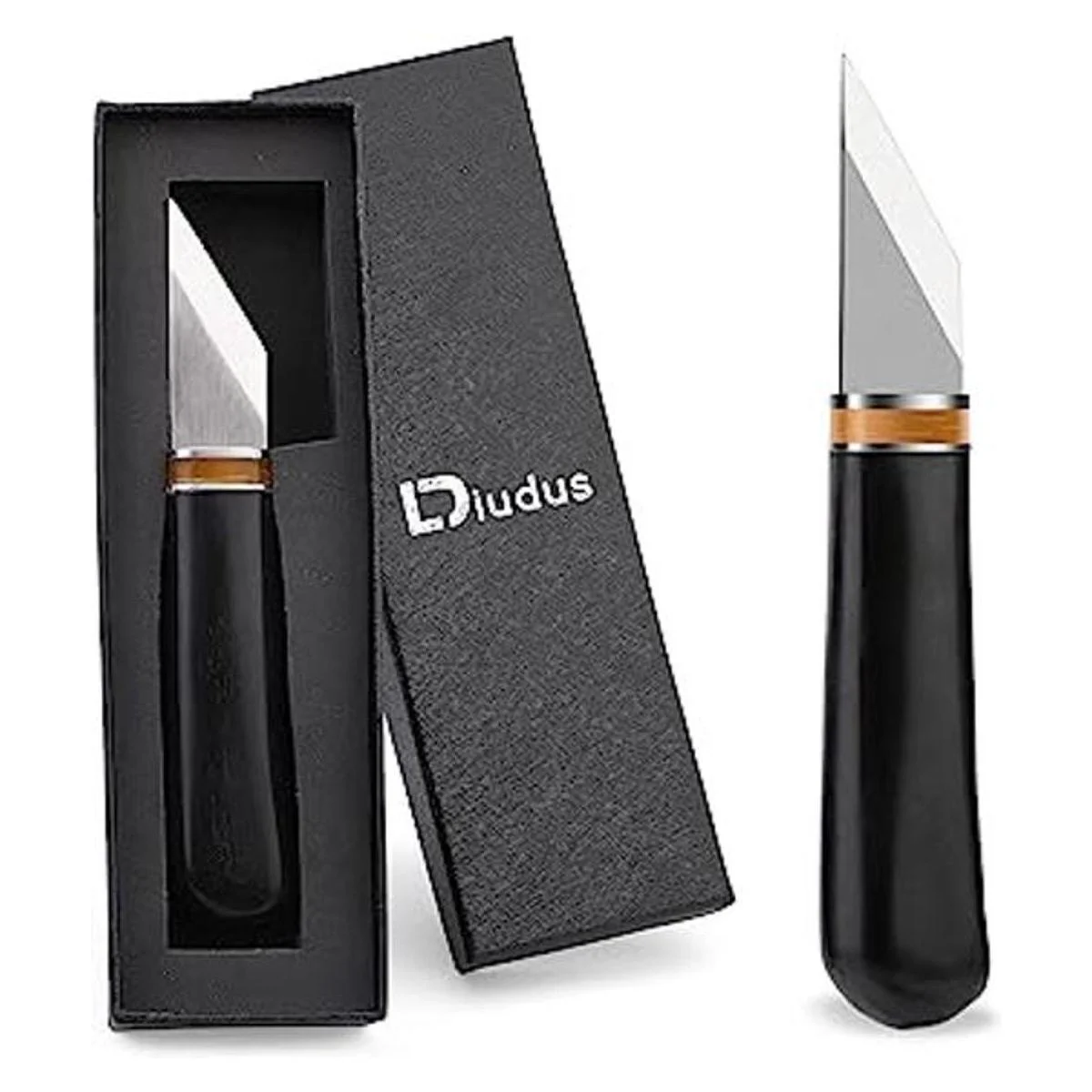 DIUDUS Cuchillo de corte de cuero con mango de madera_1
