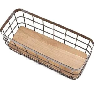 Dicunoy Juego de 2 cestas pequeñas de alambre cubos de_3