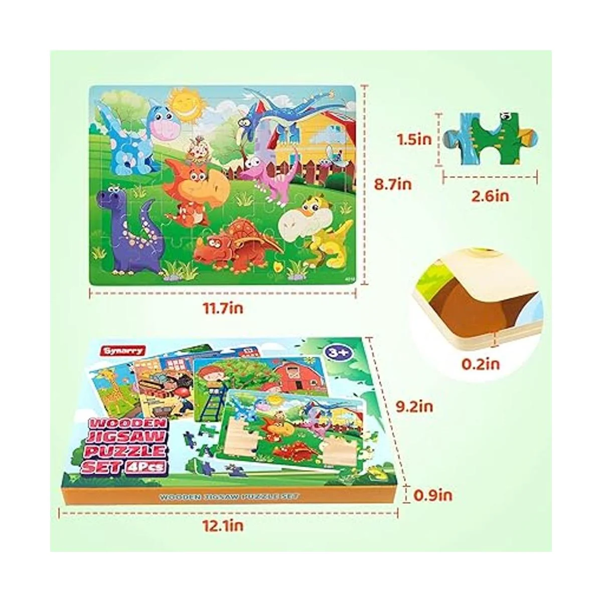 SYNARRY Rompecabezas para niños de 4 a 8 años paquete de_5