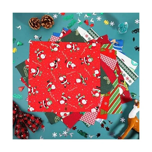 40 piezas de tela de Navidad para acolchar cuadrados_4