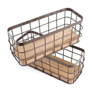 Dicunoy Juego de 2 cestas pequeñas de alambre cubos de_4