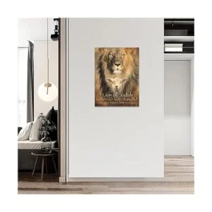 Lienzo enmarcado de león de Judá cordero de Dios_4