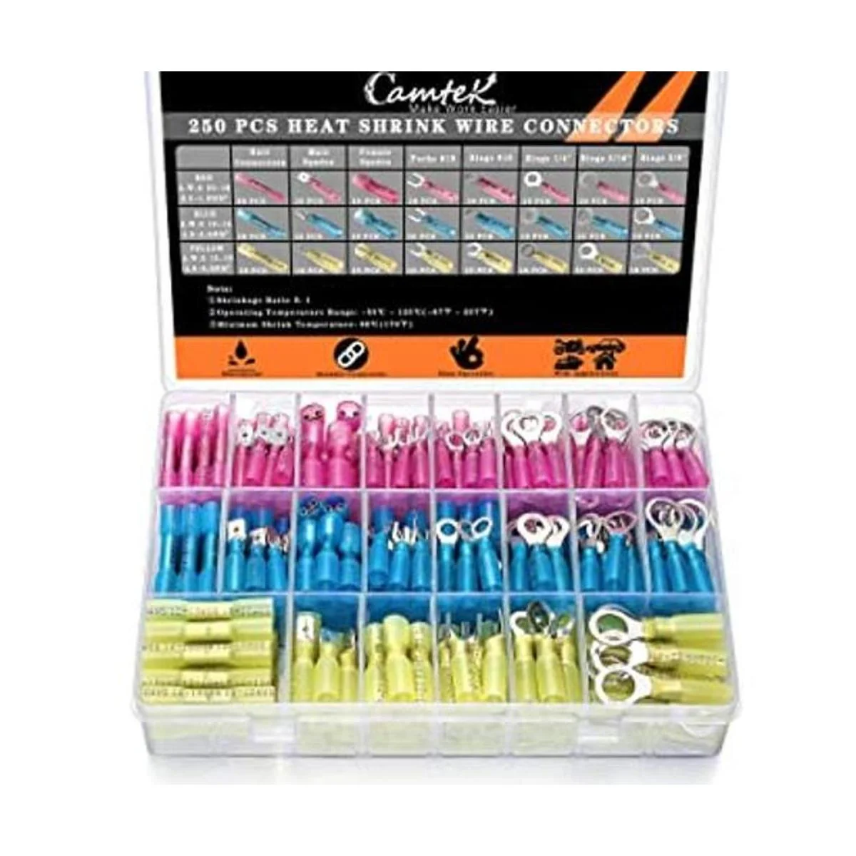 250 conectores de alambre termorretráctiles 2210 AWG_1