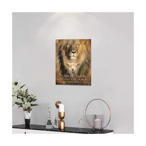 Lienzo enmarcado de león de Judá cordero de Dios_3