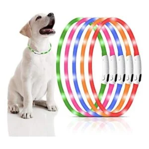 5 piezas LED collar de perro USB recargable luz para perro_1
