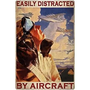 Cartel de metal con diseño de piloto fácil de distraer_1