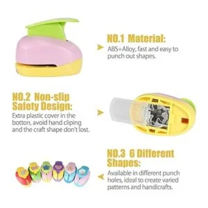 Regilt Juego de 6 perforadoras de papel con 10 papeles de_3