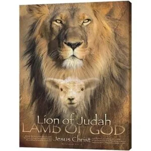 Lienzo enmarcado de león de Judá cordero de Dios_2