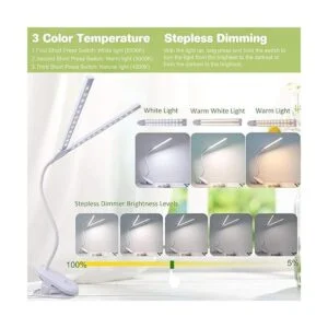 Deaunbr Luz de lectura LED con clip lámpara de_3