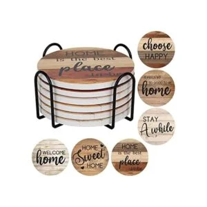 Posavasos para bebidas rústicas de piedra de corcho juego_1