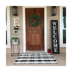 Buffalo Alfombra a cuadros para exteriores color blanco_1