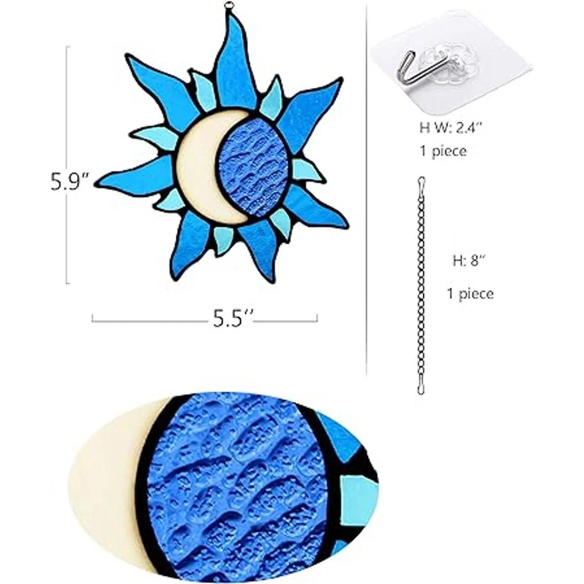 HAOSUM Colgantes de ventana de sol y luna decoración de_5