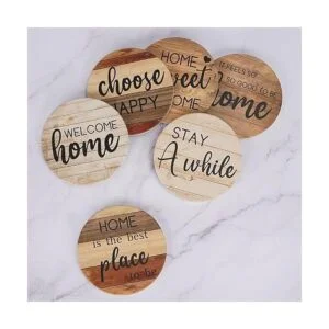 Posavasos para bebidas rústicas de piedra de corcho juego_7