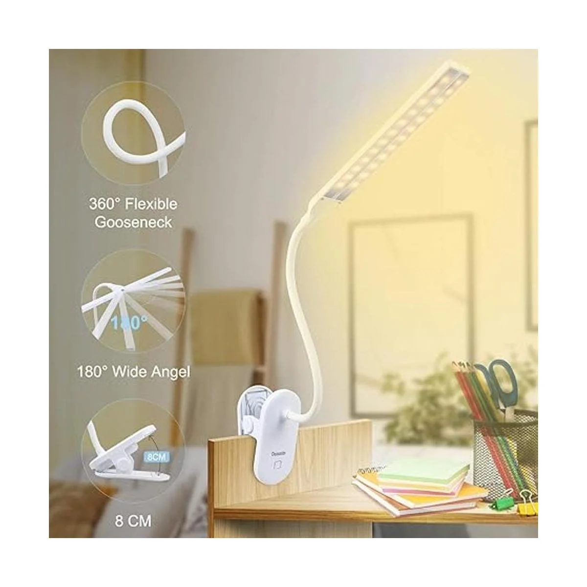 Deaunbr Luz de lectura LED con clip lámpara de_2