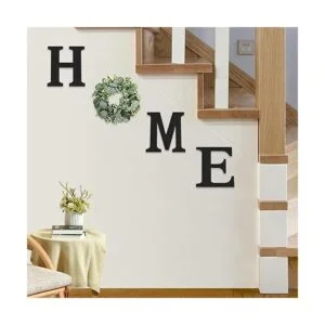 Cartel colgante de madera con letras en inglés HOME_4