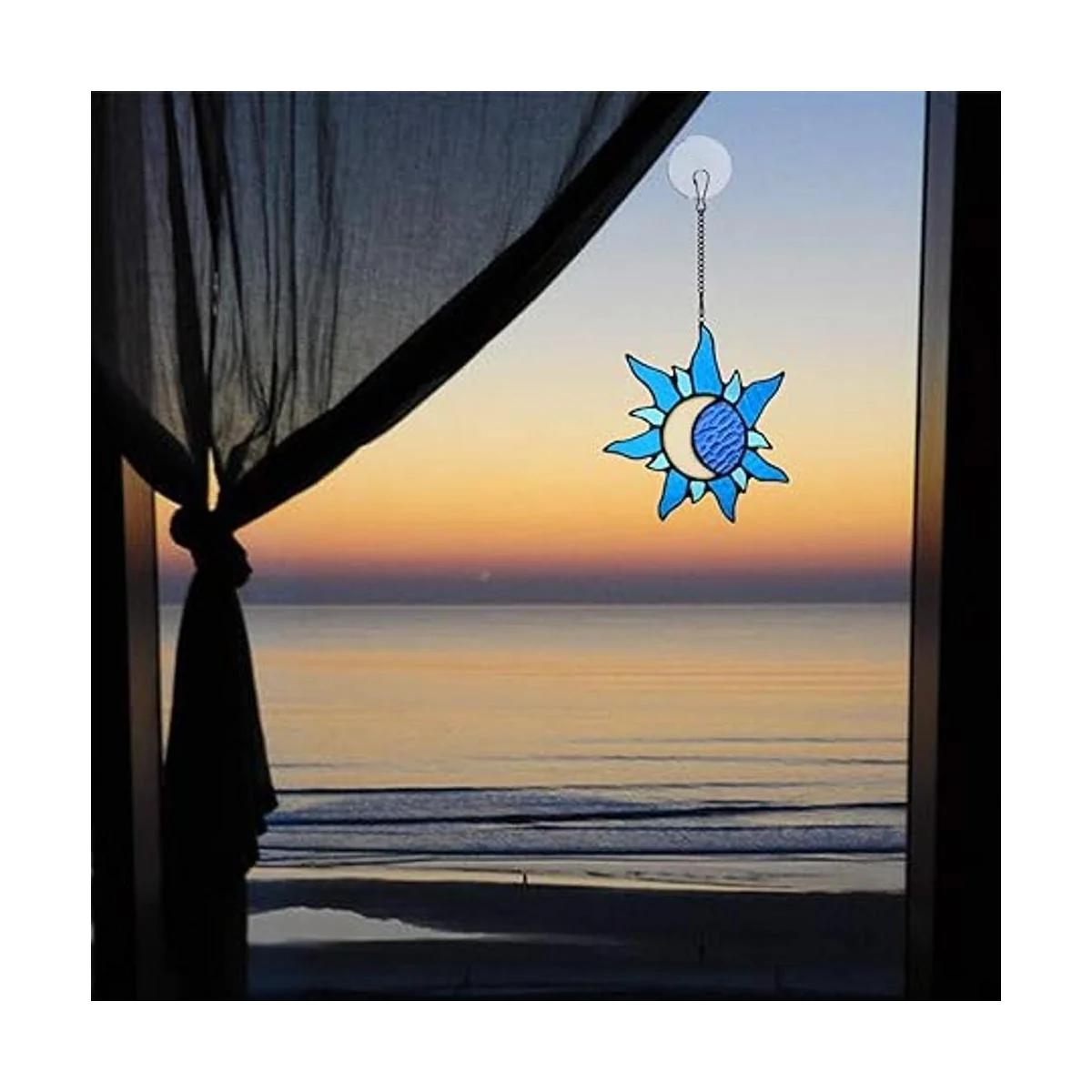 HAOSUM Colgantes de ventana de sol y luna decoración de_6