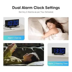 Reloj despertador digital para dormitorio mesita de_5