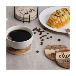 Posavasos para bebidas rústicas de piedra de corcho juego_5