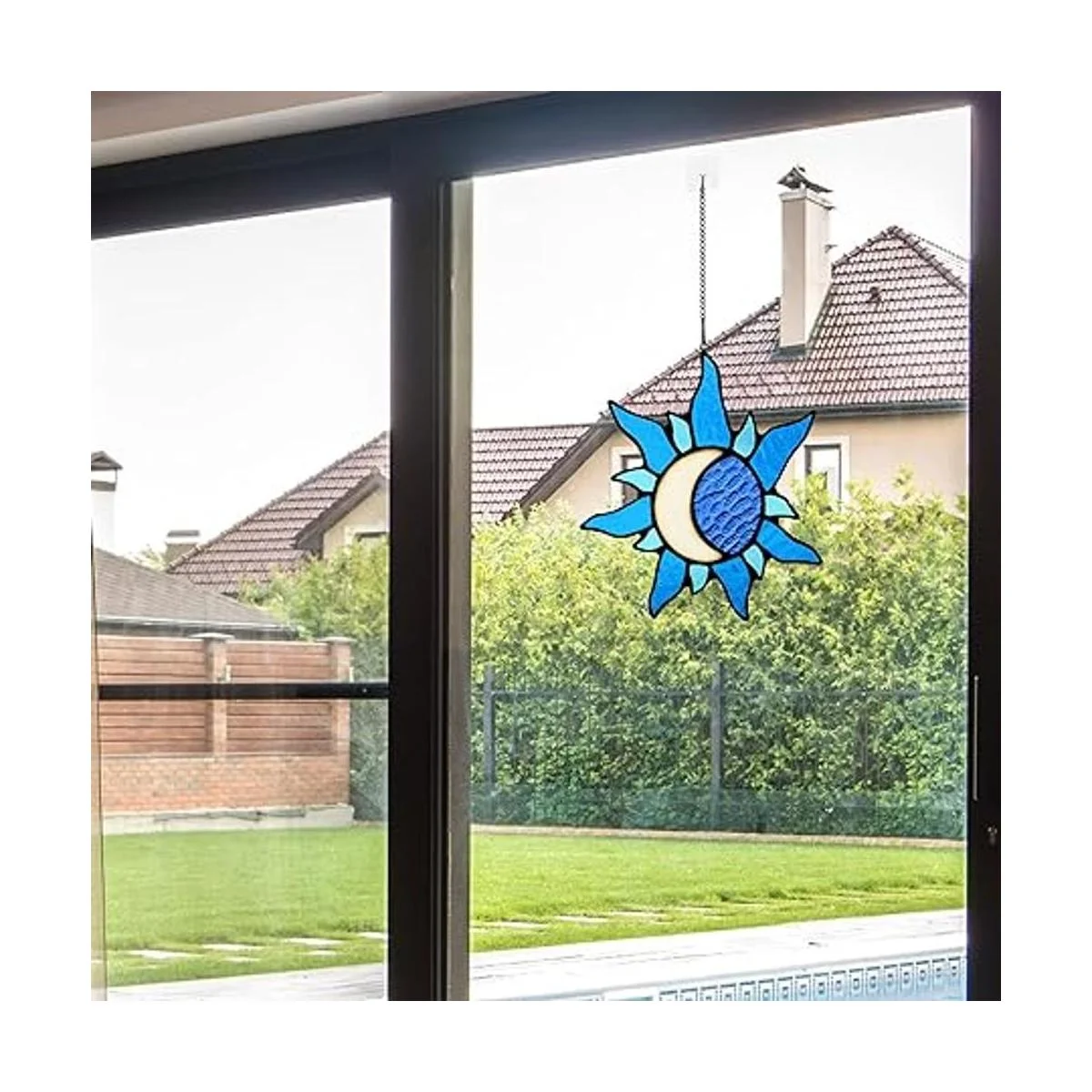 HAOSUM Colgantes de ventana de sol y luna decoración de_4