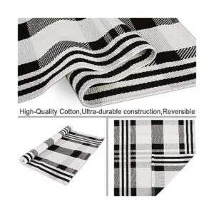 Buffalo Alfombra a cuadros para exteriores color blanco_7