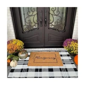 Buffalo Alfombra a cuadros para exteriores color blanco_2