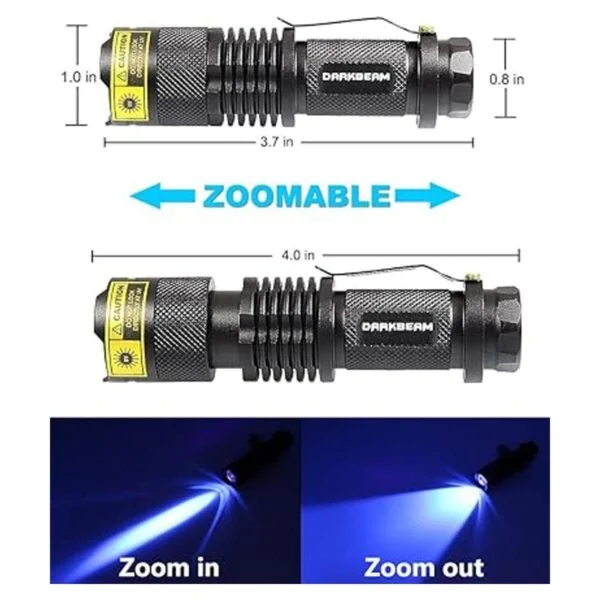 DARKBEAM Linterna de luz UV de 365 nm 2 paquetes de_3