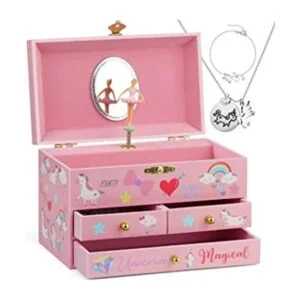 efubaby Joyero musical para niñas con diseño de unicornio_1