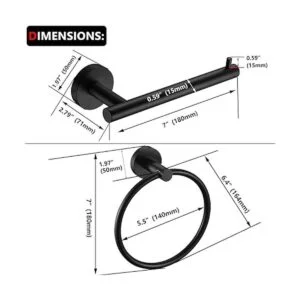 Soporte de papel higiénico negro mate y soporte para_7