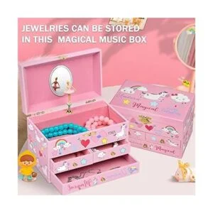 efubaby Joyero musical para niñas con diseño de unicornio_3