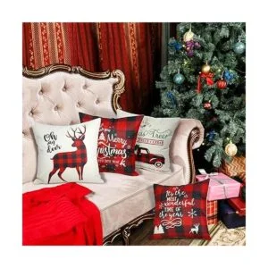 ButyHome Juego de 4 fundas de almohada de Navidad de 18 x_4