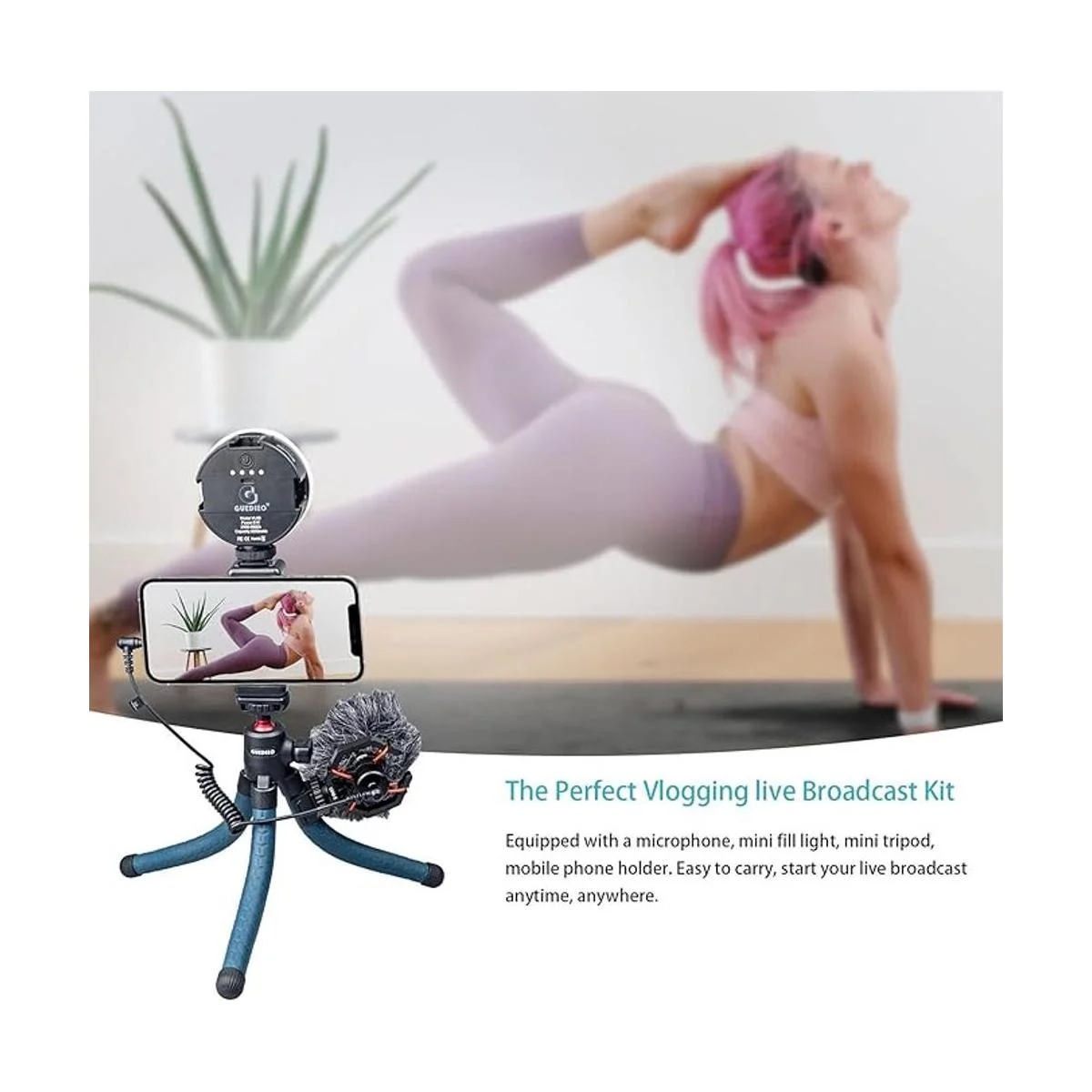 Kit de micrófono de vídeo para smartphone con luz LED_5