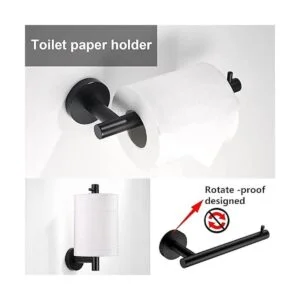 Soporte de papel higiénico negro mate y soporte para_4