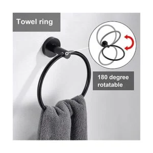 Soporte de papel higiénico negro mate y soporte para_3