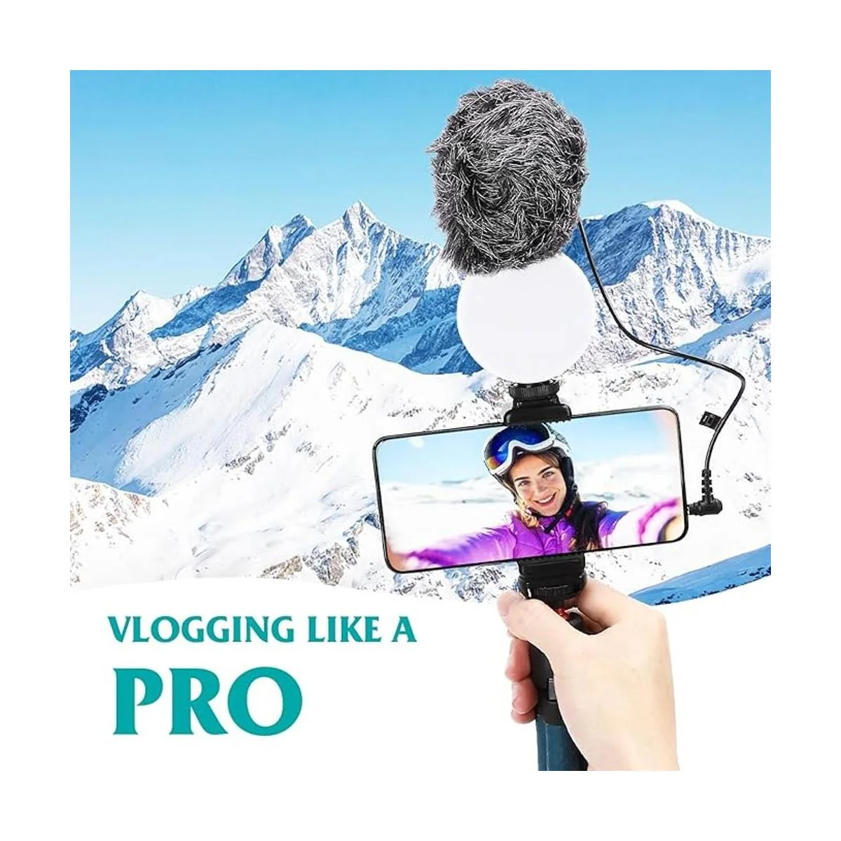 Kit de micrófono de vídeo para smartphone con luz LED_7