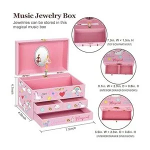 efubaby Joyero musical para niñas con diseño de unicornio_4