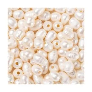 Beadthoven 100 cuentas ovaladas naturales de agua dulce_1