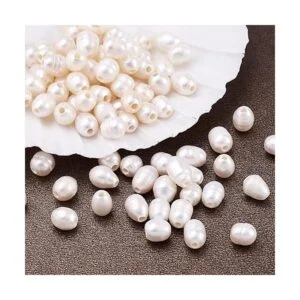 Beadthoven 100 cuentas ovaladas naturales de agua dulce_4