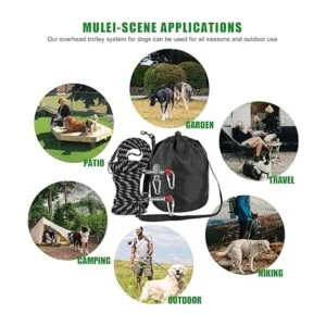 Cable de amarre para perro sistema de carretilla portátil_6