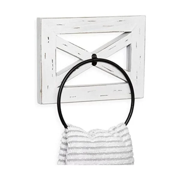 Ilyapa Anillo de toalla de mano rústico para baño soporte_1