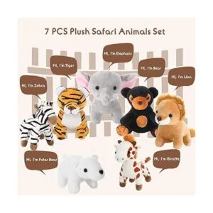 El juego de 7 animales de safari de felpa de 4.72 pulgadas_3