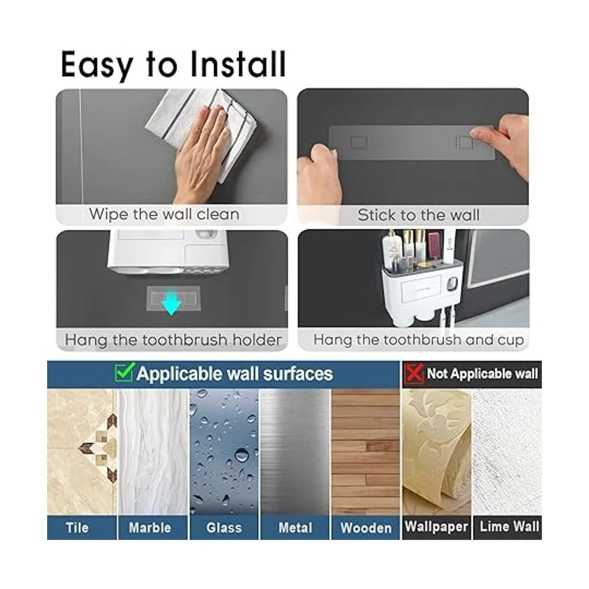 iHave Soporte para cepillos de dientes para baños con 2_4
