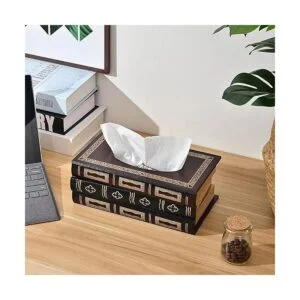 Funda de caja de pañuelos rectangular de madera retro_5