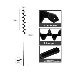 Broca de taladro de jardín de 32 x 2 pulgadas de longitud_3