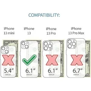 Dockem Funda tipo cartera para iPhone 13 con placa de_2