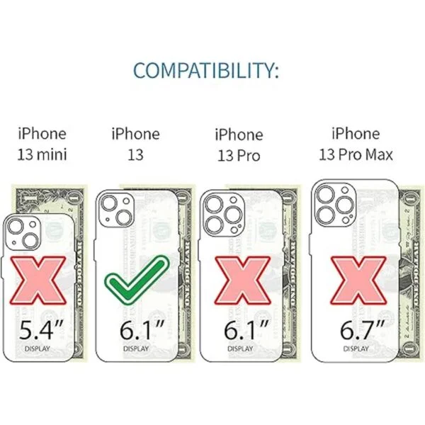 Dockem Funda tipo cartera para iPhone 13 con placa de_2